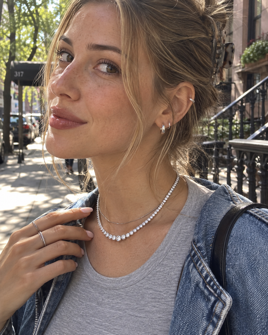 14K Gold Riviera Tennis Necklace