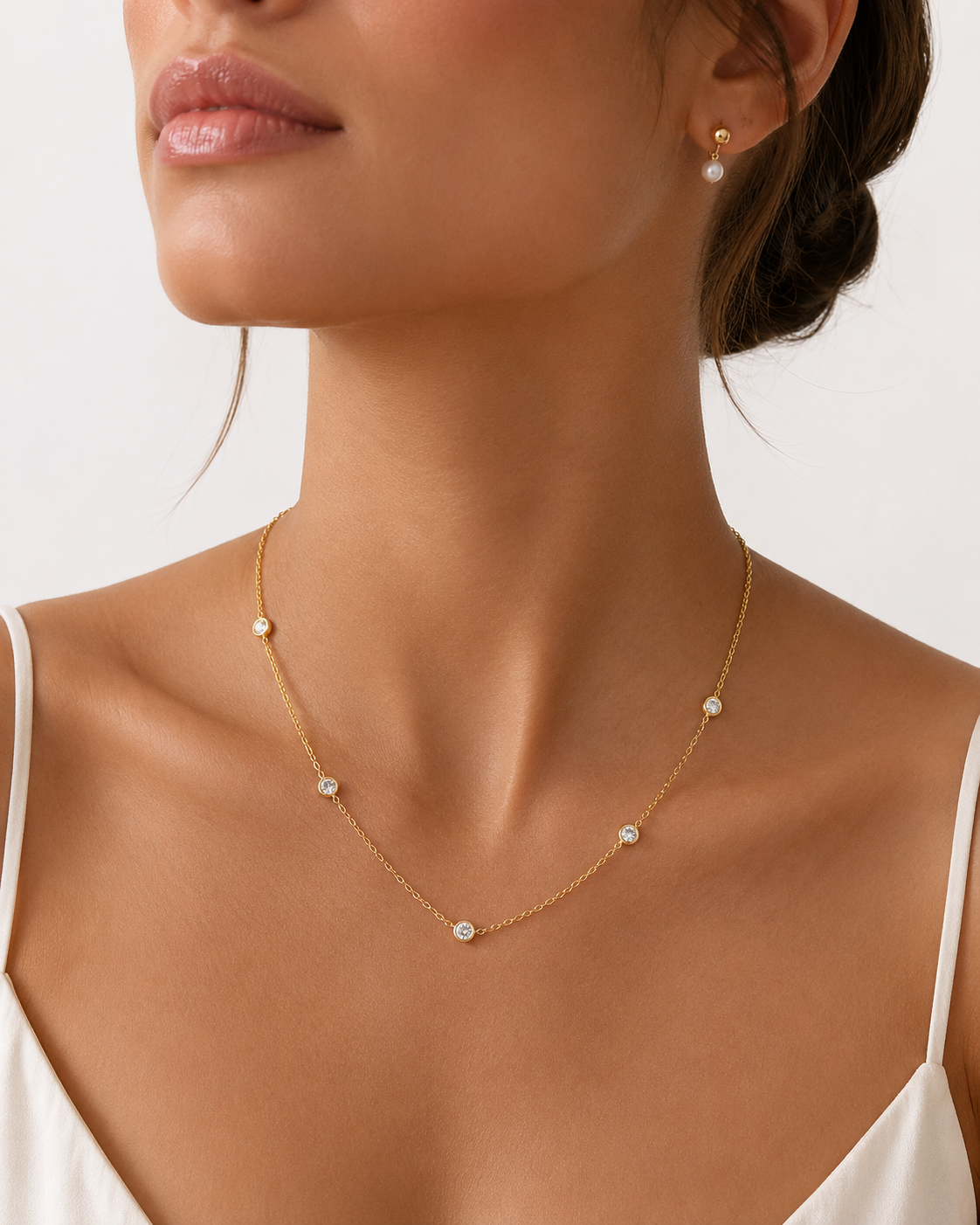 14K Gold Five-Stone Necklace