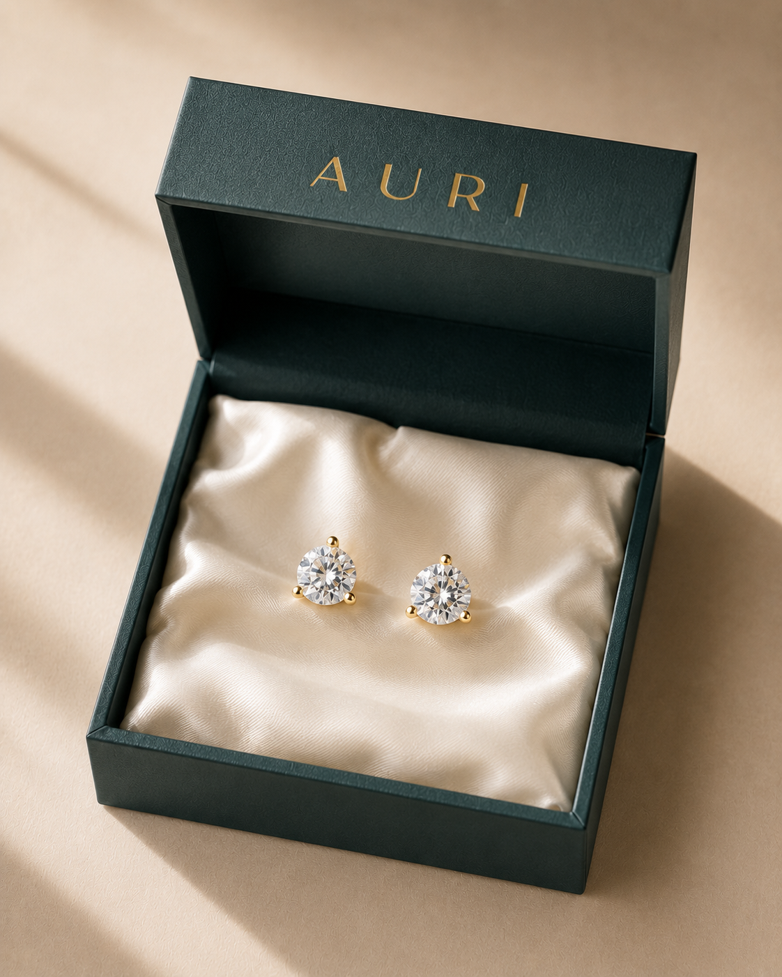 14K Gold Solitaire Stud Earrings