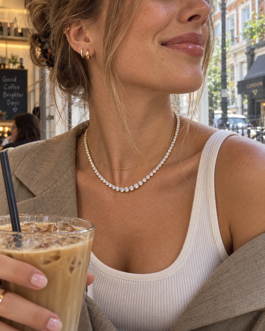 14K Gold Riviera Tennis Necklace