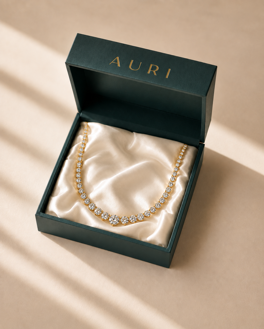 14K Gold Riviera Tennis Necklace