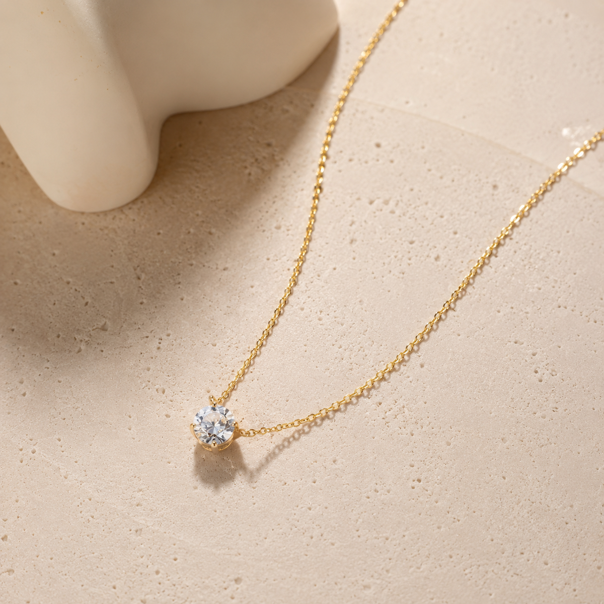 14K Gold Solitaire Pendant