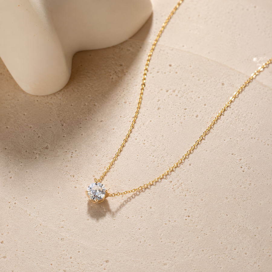 14K Gold Solitaire Pendant