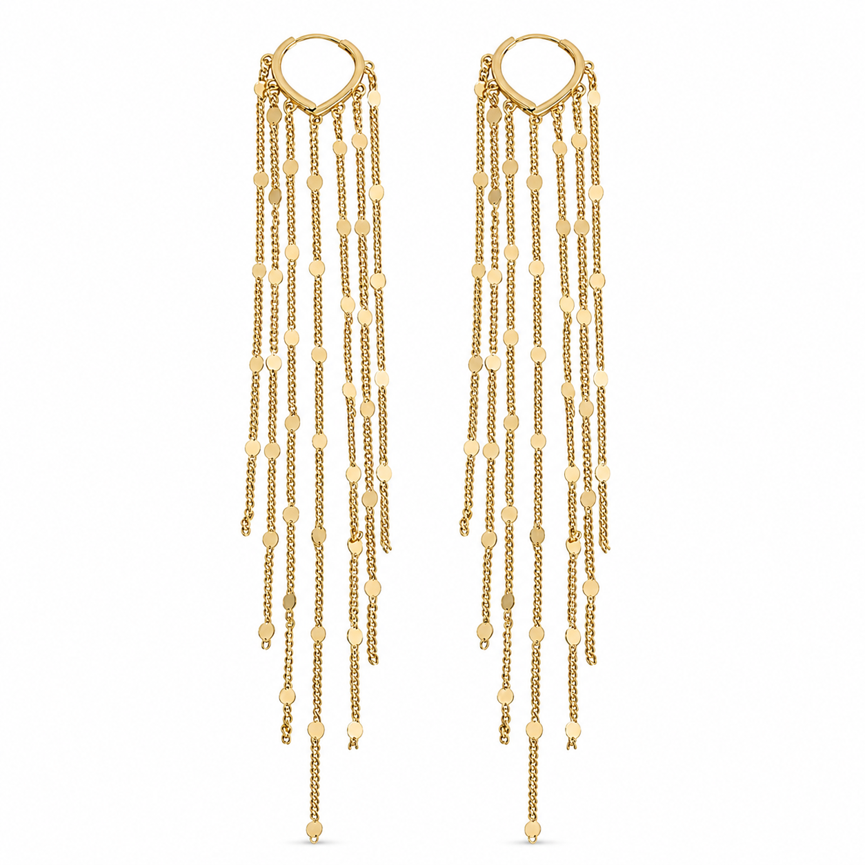 14K Gold Waterfall Chain Earrings