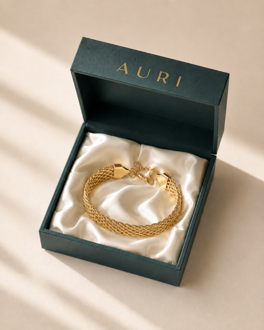 14K Gold Woven Chain Bracelet
