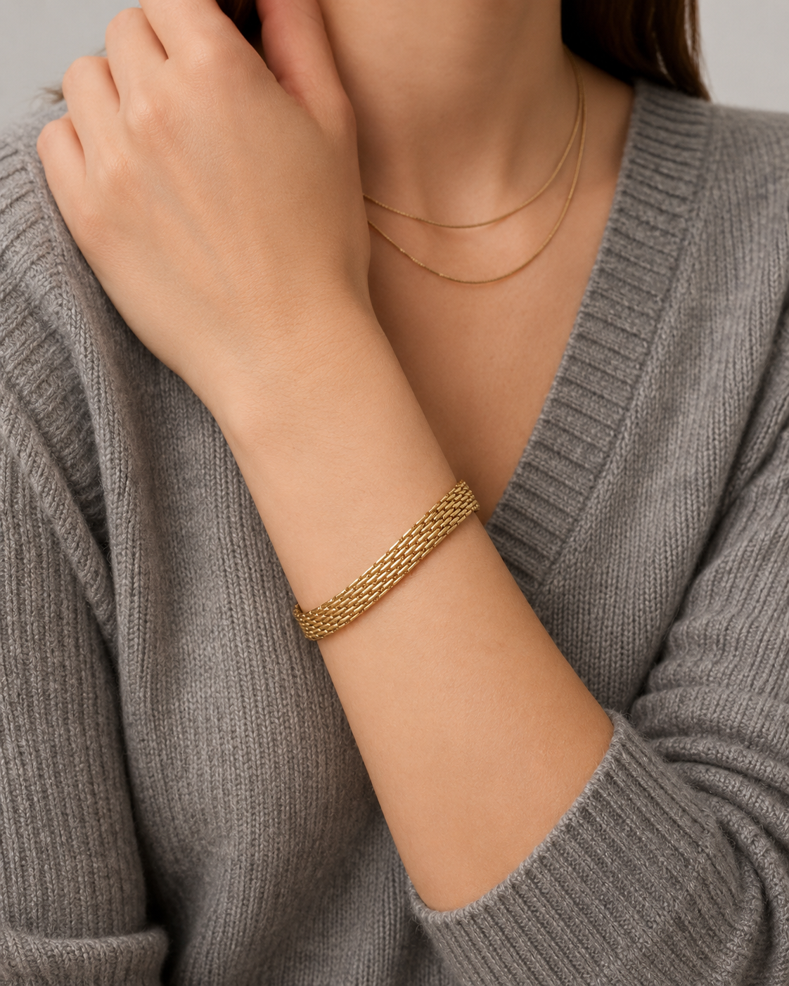 14K Gold Woven Chain Bracelet