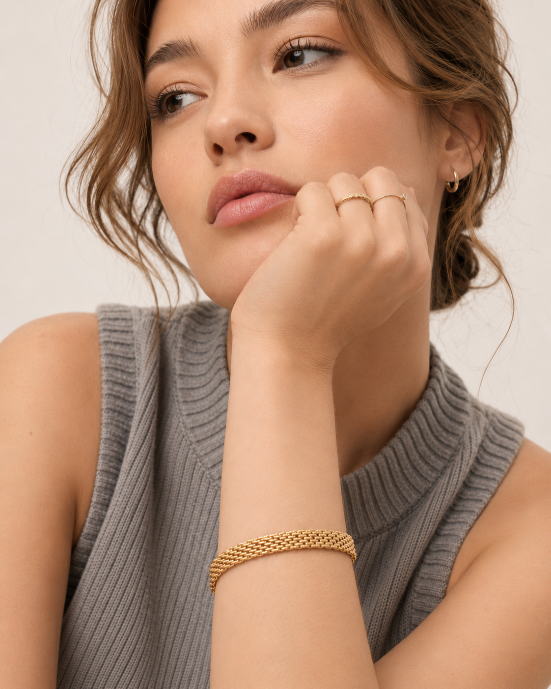 14K Gold Woven Chain Bracelet