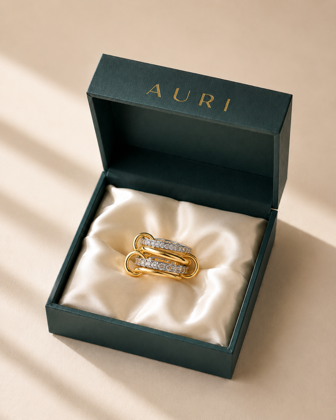 14K Gold Duo Interlock Ring
