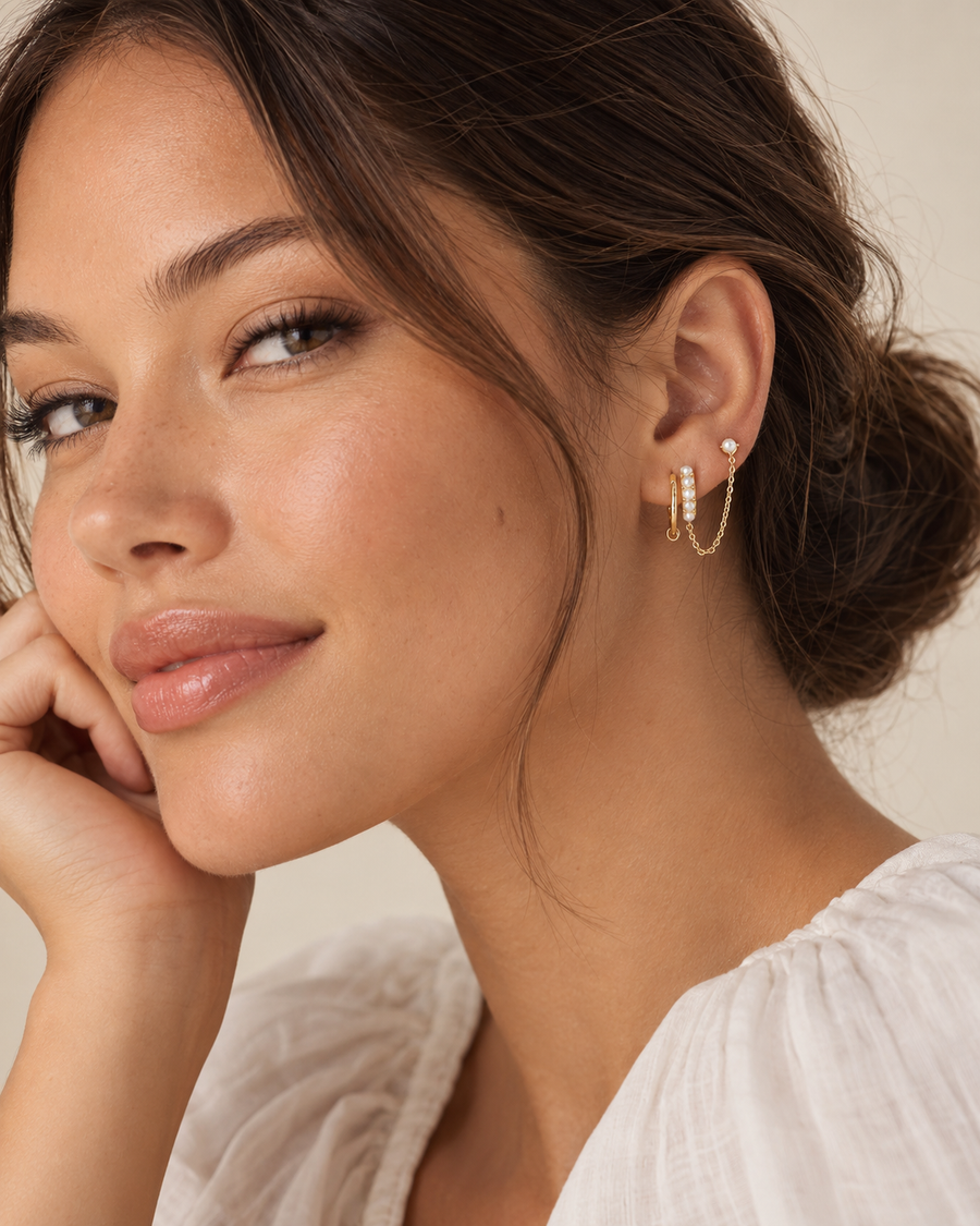 14K Gold Portofino Pearl Chain Earring