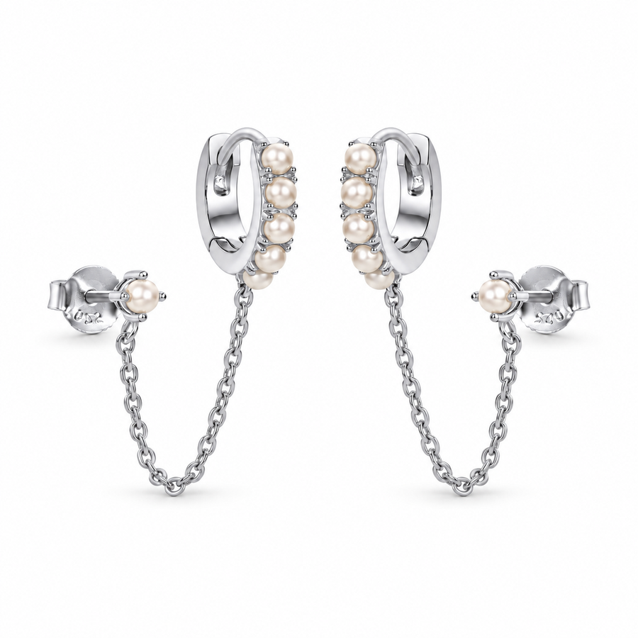 14K Gold Portofino Pearl Chain Earring