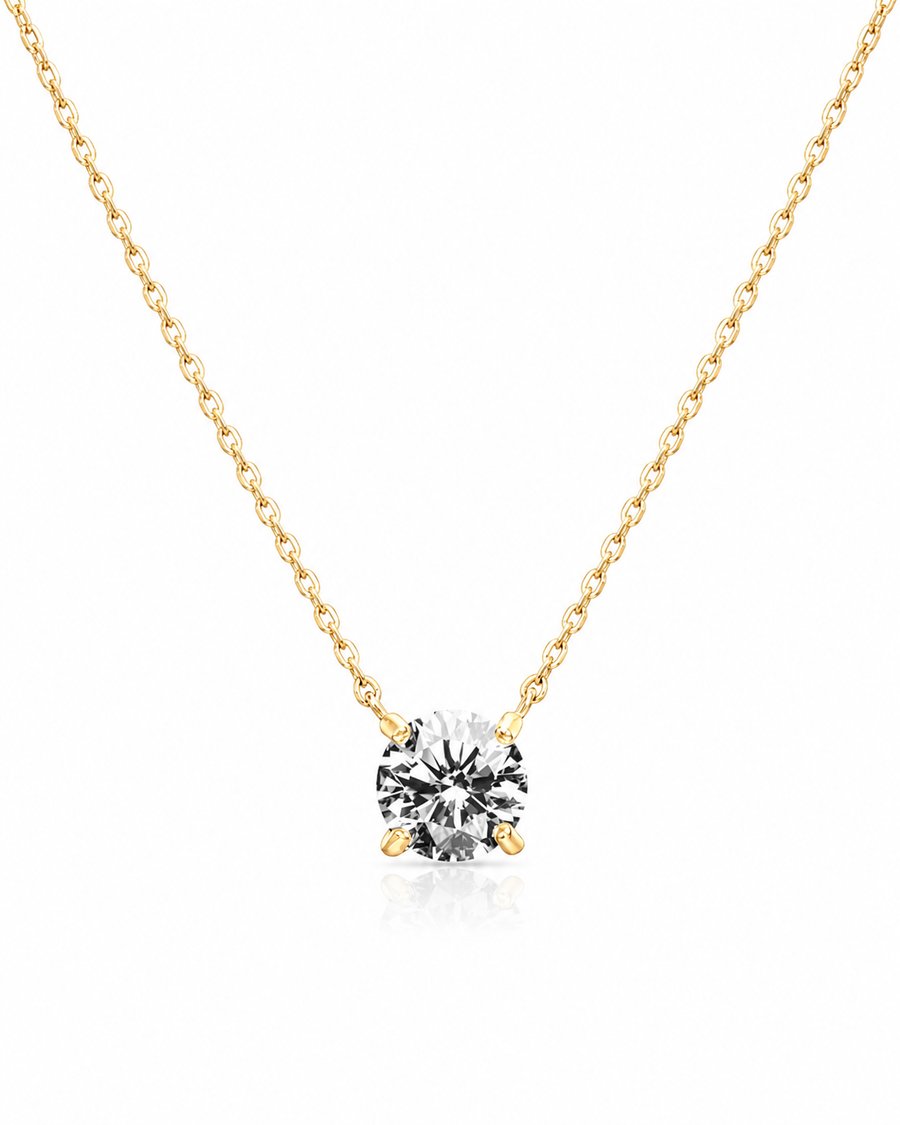 14K Gold Solitaire Pendant