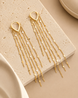 14K Gold Waterfall Chain Earrings