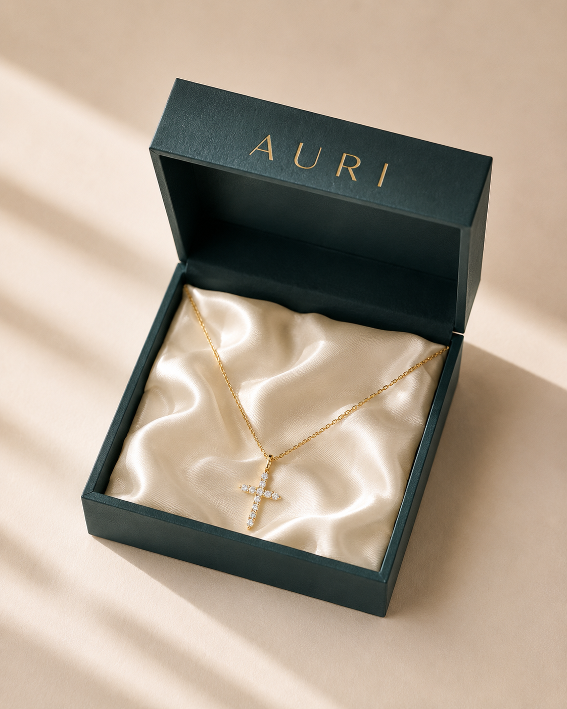 14K Gold Grace Cross Pendant