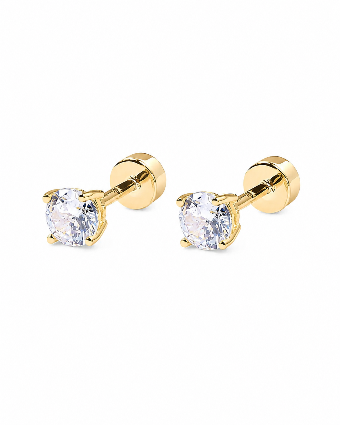 14K Gold Solitaire Stud Earrings