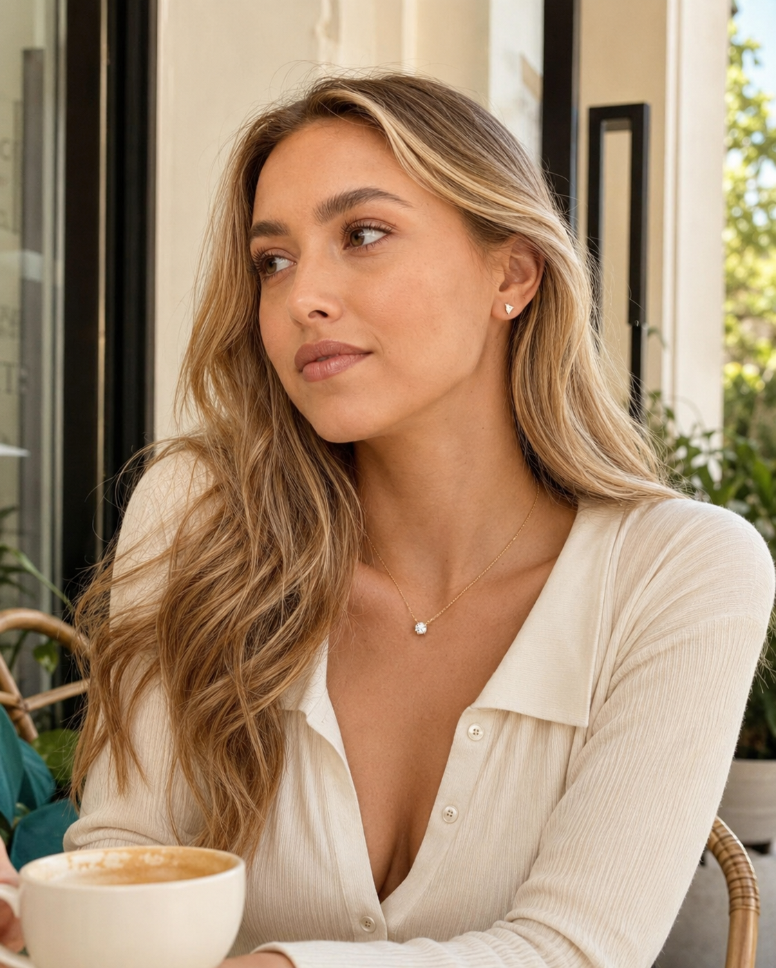 14K Gold Solitaire Pendant