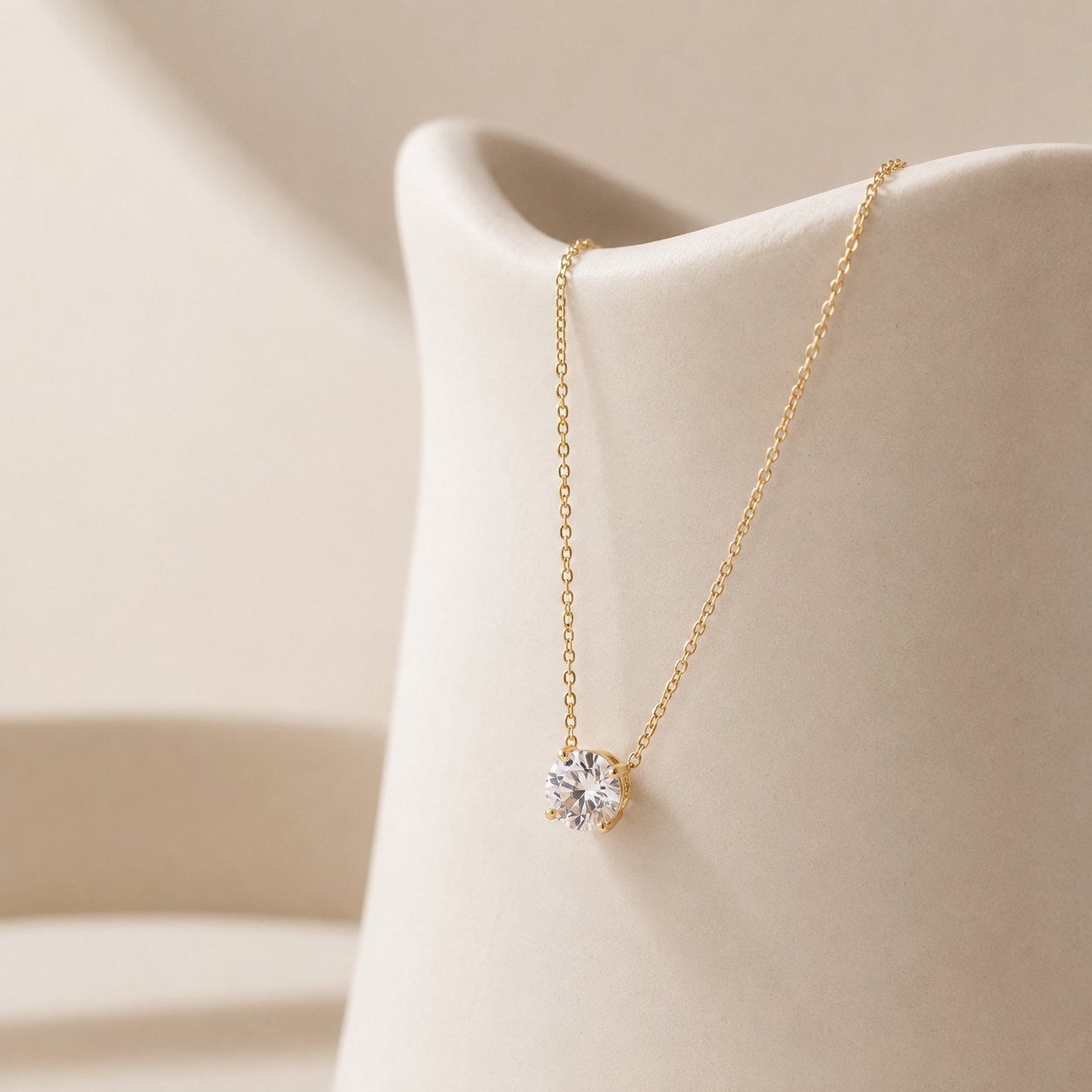14K Gold Solitaire Pendant