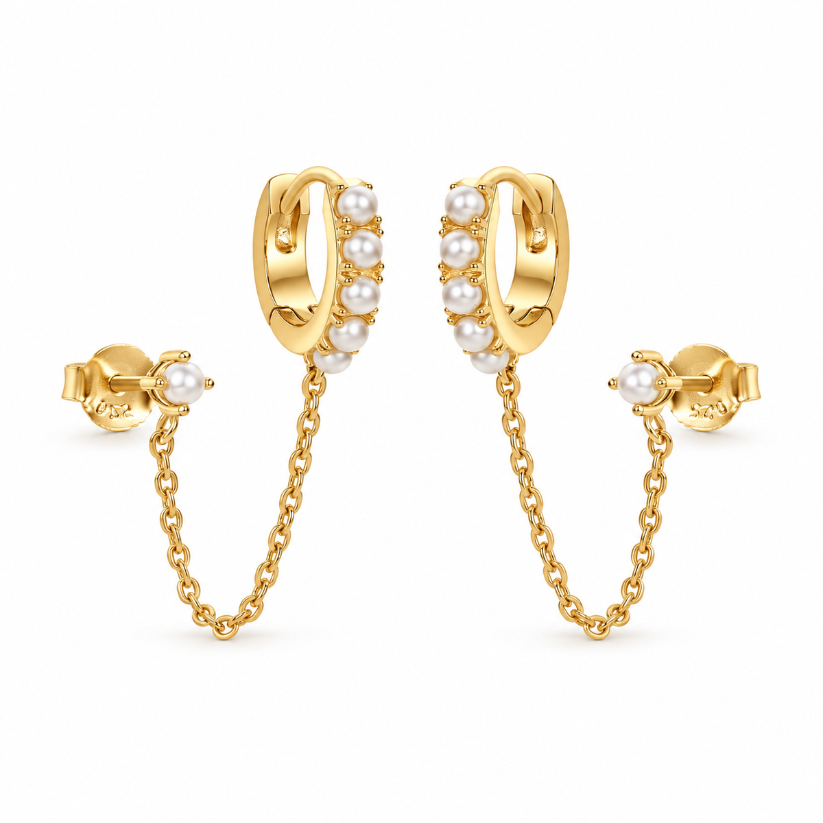 14K Gold Portofino Pearl Chain Earring