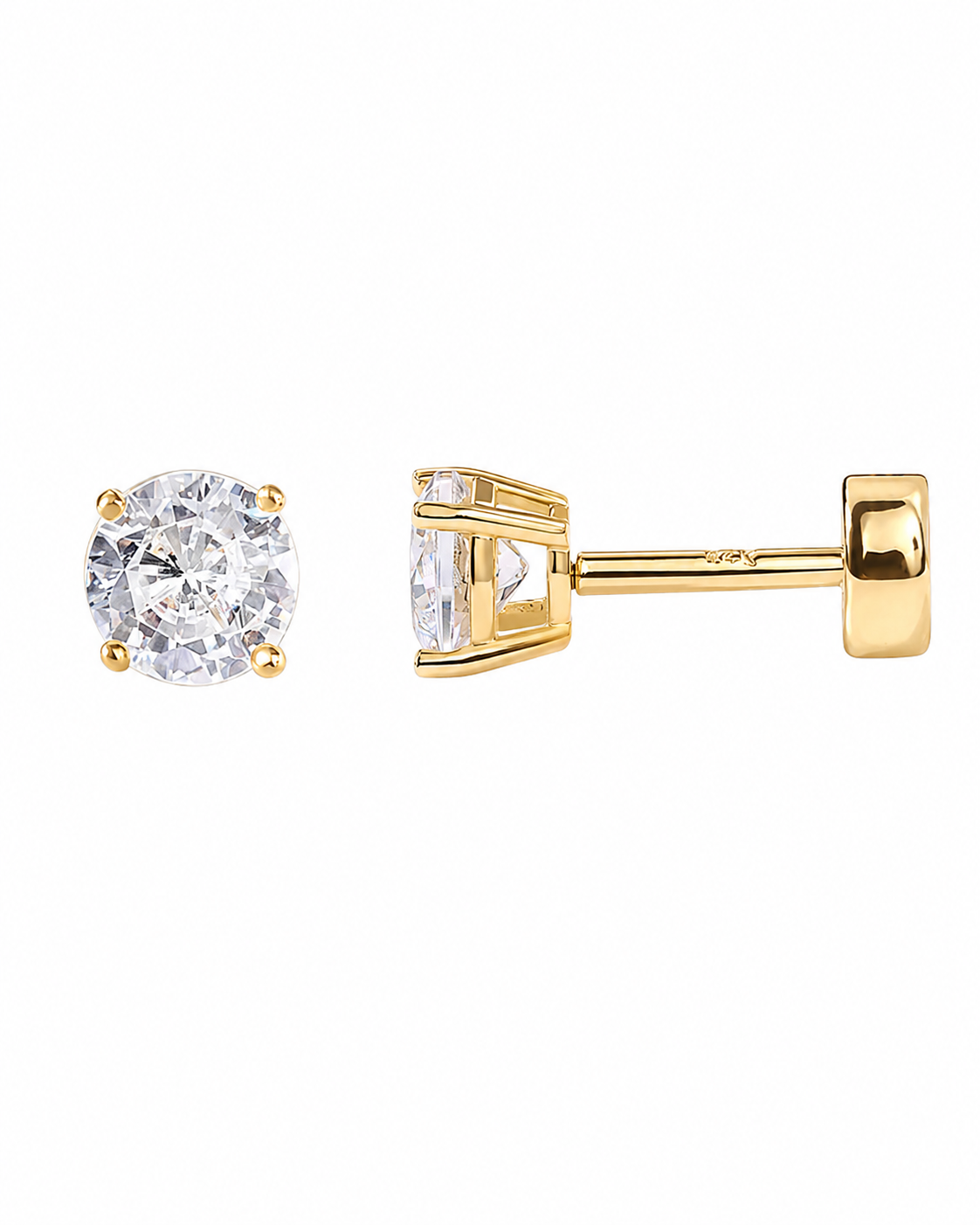 14K Gold Solitaire Stud Earrings