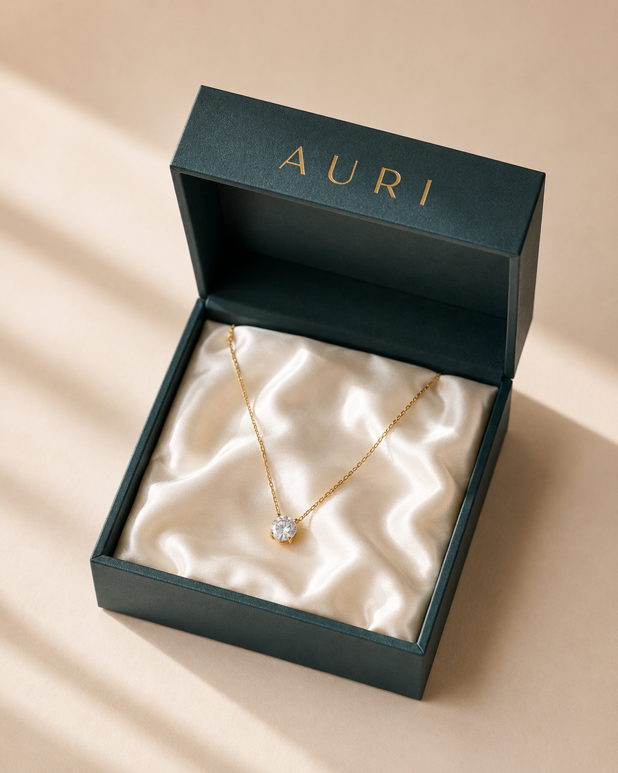 14K Gold Solitaire Pendant