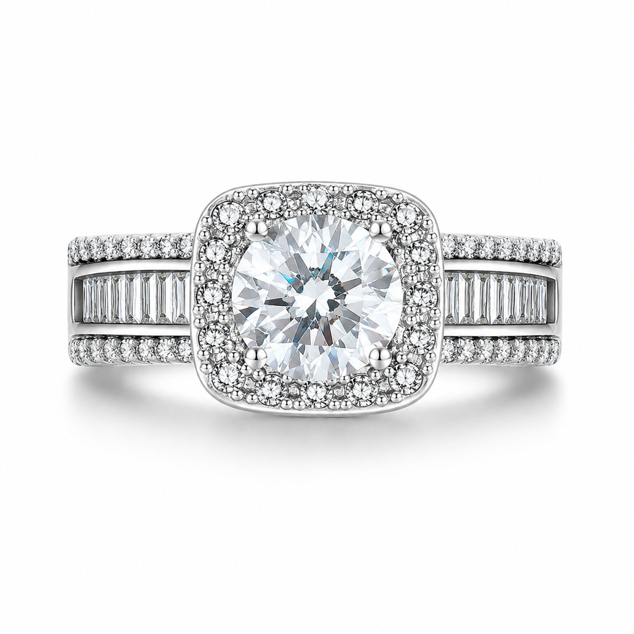 14K White Gold Solene Halo Ring