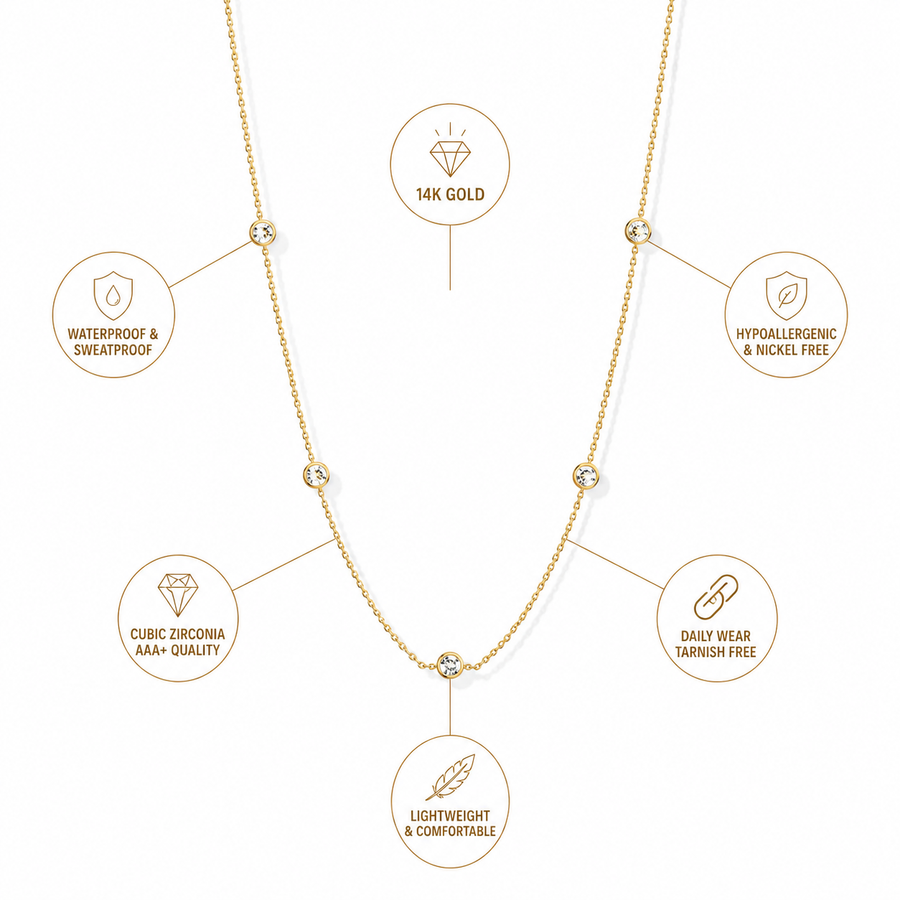 14K Gold Five-Stone Necklace