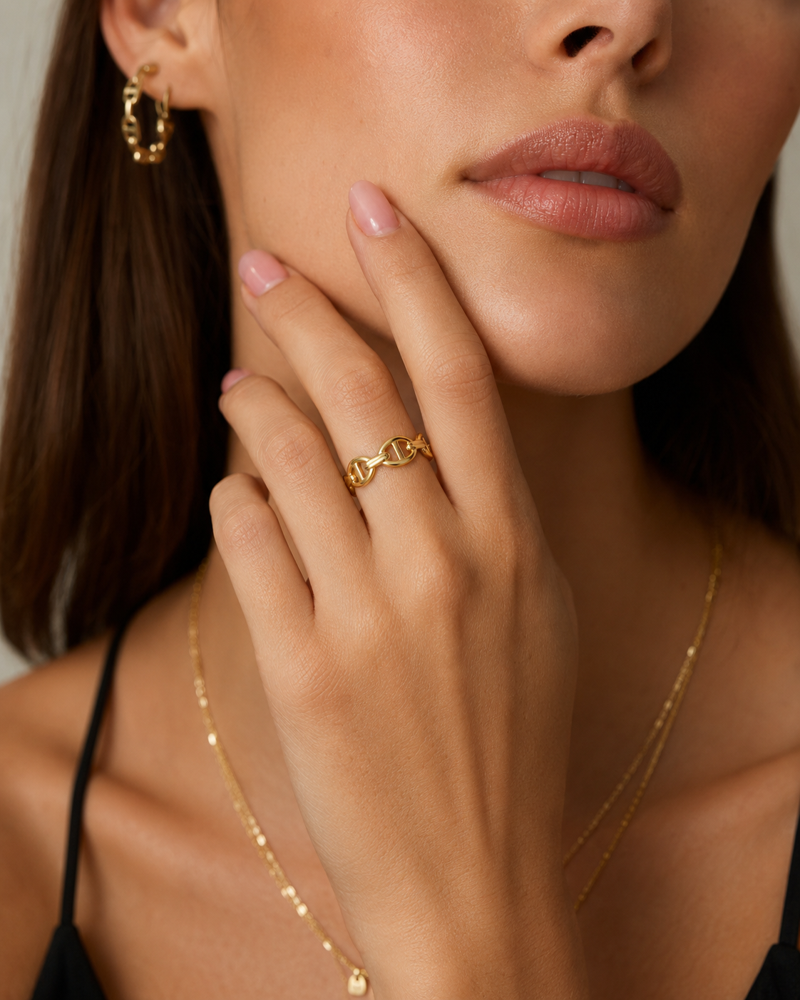 14K Gold Riviera Link Ring