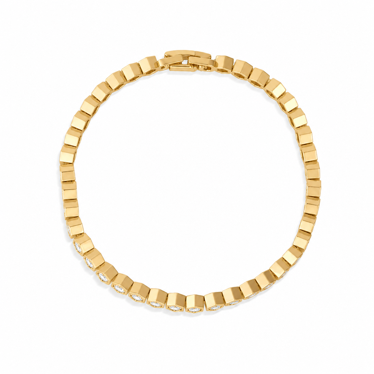 14K Gold Halo Tennis Bracelet