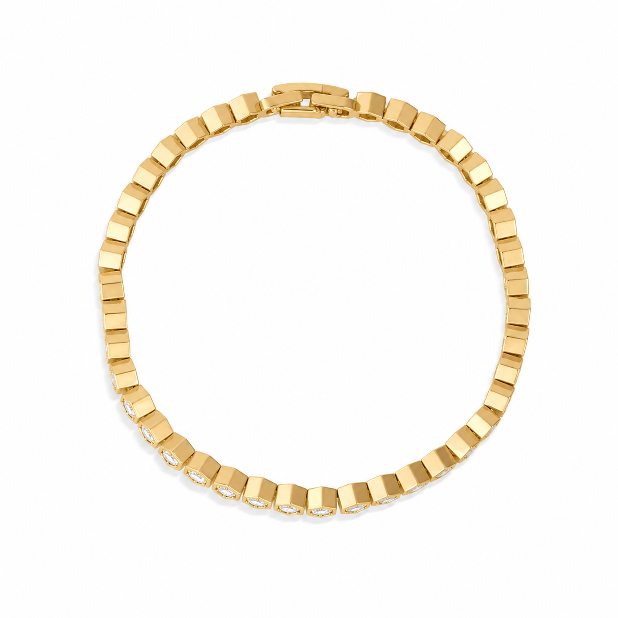 14K Gold Halo Tennis Bracelet